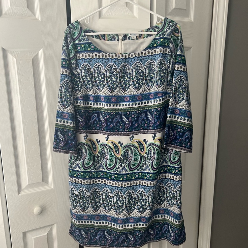 OLD NAVY Blue Paisley & Floral Print Shift Dress, L